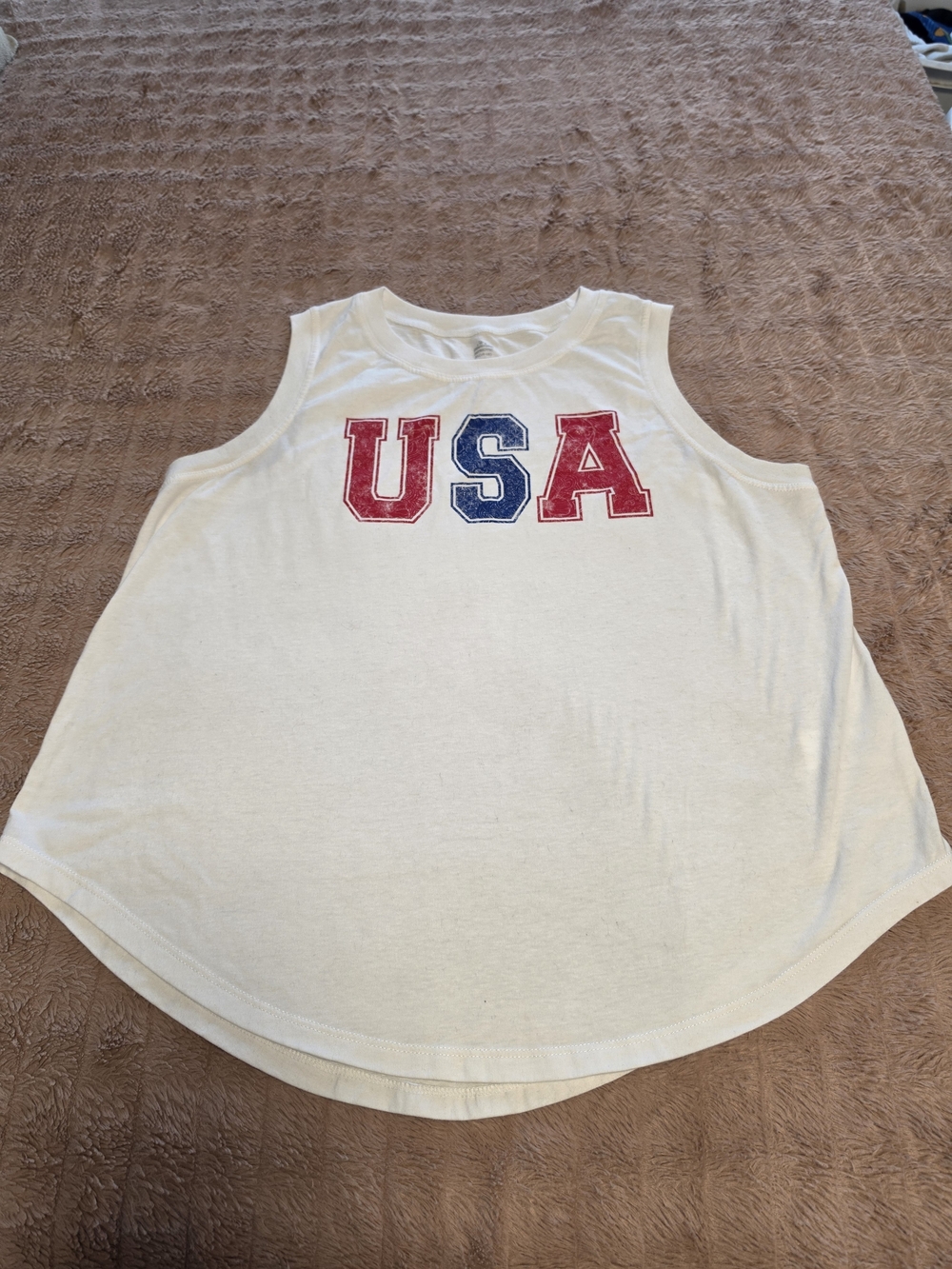 White Sleeveless USA Graphic Tank Top